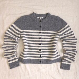 Madewell CloudSoft Shrunken Cardigan - Size XS/ Heather Grey Stripe